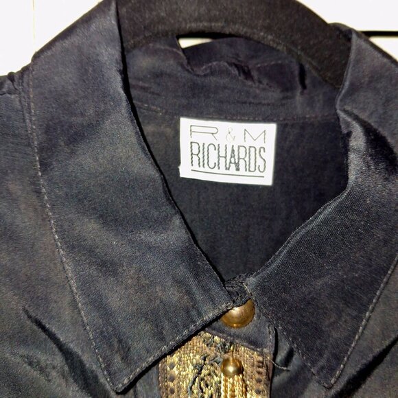Vintage R&M Richards Black & Gold Embroidered Blouse Bling Retro Y2K Festival - Picture 4 of 10